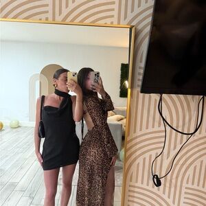 Camila Coelho Black and Leopard Maxi Dress